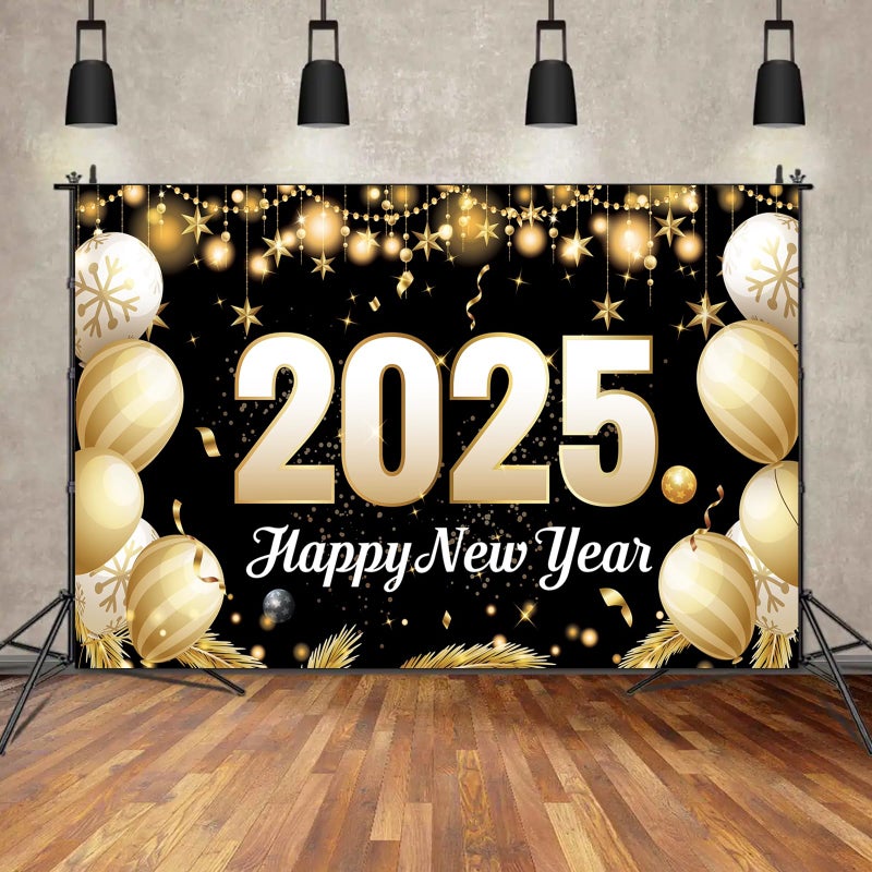 Zeptrix Happy New Year Banner 2025,70.8x43.3in Extra Large Size Happy New Year Backdrop New Years Decorations 2025 New Years Eve Party Supplies 2025 for Home Garden NYE Photo Booth Photoshoot Backdrop Favors - Image 4